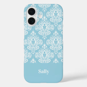 Blue Damask iPhone 16 Hoesje