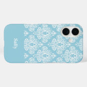 Blue Damask Case-Mate iPhone Case (Achterkant (horizontaal))