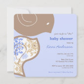Blue Damask Chicks Baby shower Party Invitation Kaart (Voorkant)