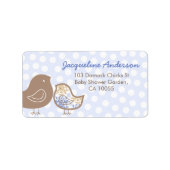 Blue Damask Chicks Boy Baby shower Adresetiketten Etiket (Voorkant)