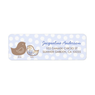 Blue Damask Chicks Boy Baby shower Adresetiketten Etiket