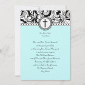 Blue Damask Christelijke Wedding Invitation Kaart (Voorkant)