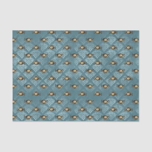 Blue Damask Crab Tissuepapier (Voorkant)