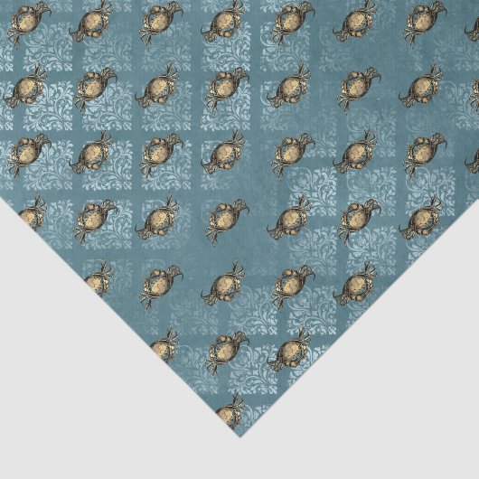 Blue Damask Crab Tissuepapier (Detail)