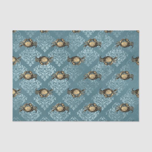 Blue Damask Crab Tissuepapier (Voorkant)