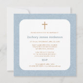 Blue Damask & Cross-Baptism-uitnodigingen Kaart (Voorkant)