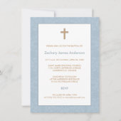 Blue Damask & Cross-Baptism-uitnodigingen Kaart (Voorkant)