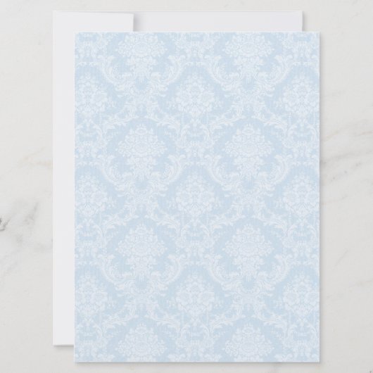 Blue Damask Cross Baptisme Kaart (Achterkant)