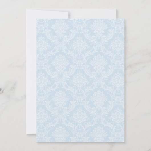 Blue Damask Cross Baptisme Kaart (Achterkant)