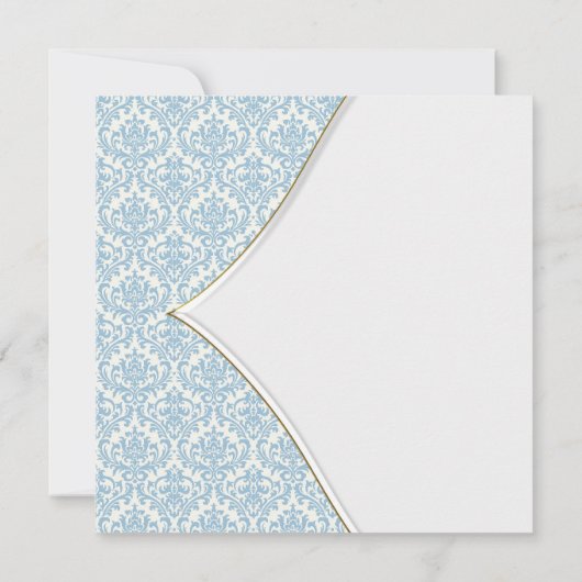 Blue Damask Cross Boy doop Kaart (Achterkant)