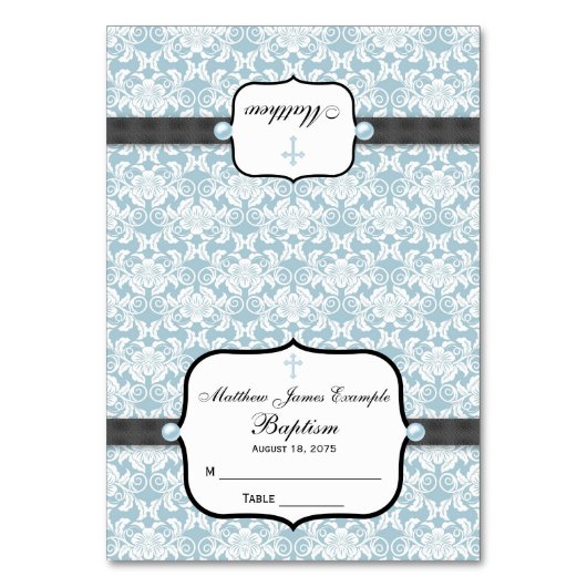 Blue Damask doopbevestiging Kaart (Voorkant)