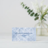 Blue Damask Elegant Typografie Visitekaartje (Staand voorkant)
