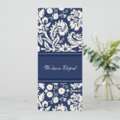 Blue Damask Elopement koninklijke kaarten (Staand voorkant)