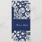 Blue Damask Elopement koninklijke kaarten (Voorkant / Achterkant)