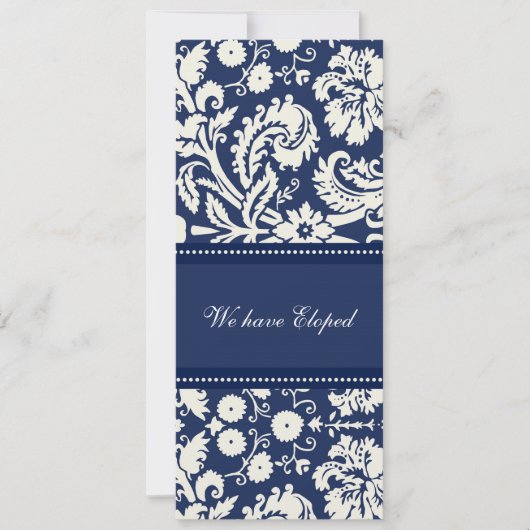 Blue Damask Elopement koninklijke kaarten (Voorkant)