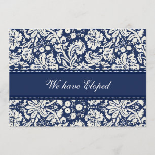 Blue Damask Elopement koninklijke kaarten