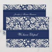 Blue Damask Elopement koninklijke kaarten (Voorkant / Achterkant)
