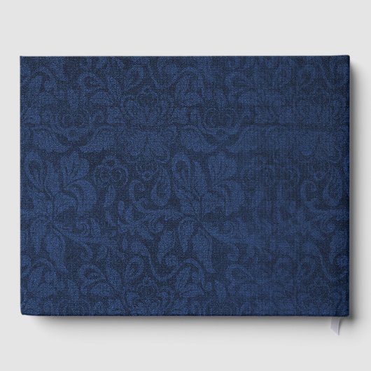 Blue Damask en Peacock Feather Wedding Guest Book Gastenboek (Achterkant)