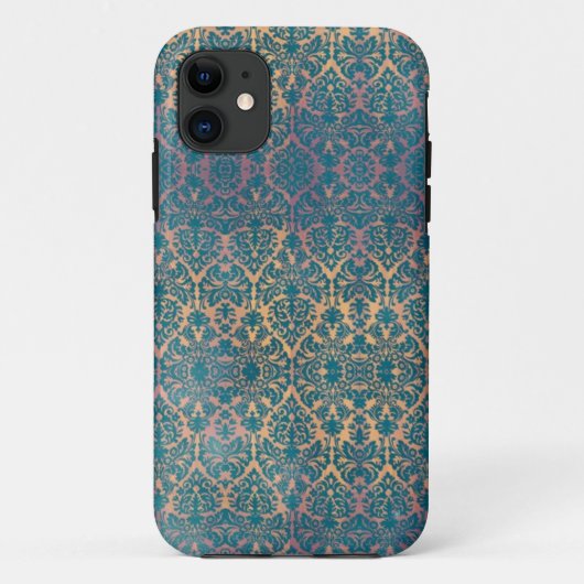  Blue Damask Floral Grunge iPhone Case (Achterkant)