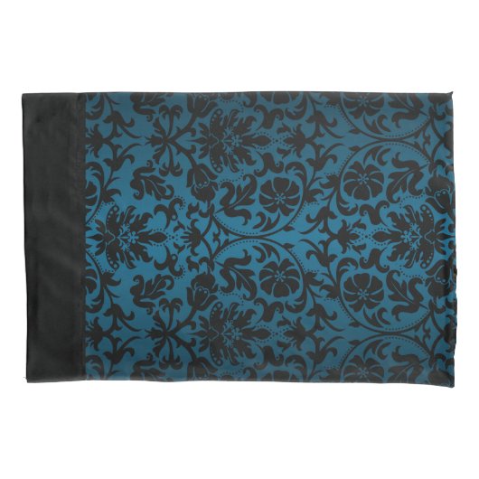 Blue Damask Floral Patroonontwerp Kussensloop (Voorkant)