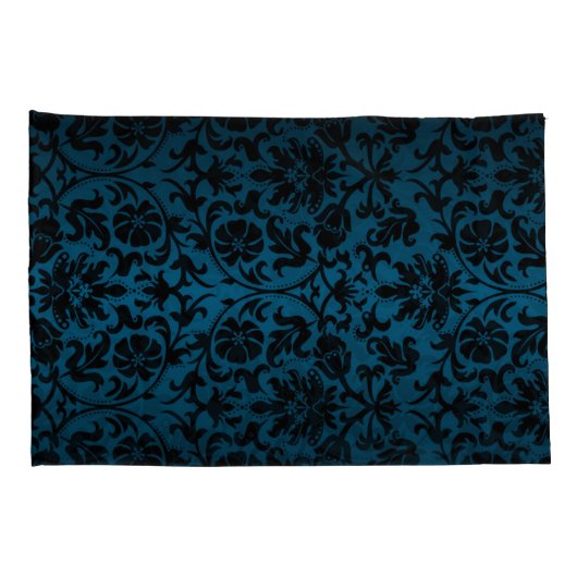 Blue Damask Floral Pattern Kussensloop (Achterkant-Rechts)