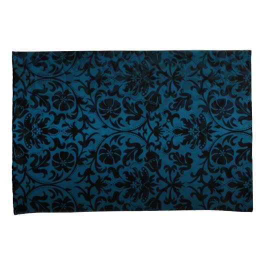 Blue Damask Floral Pattern Kussensloop (Voorkant-Rechts)