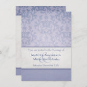 Blue damask formele trouwuitnodiging kaart (Voorkant / Achterkant)