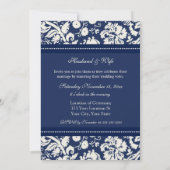 Blue Damask Foto Wedding Vow Renewal Uitnodigingen (Achterkant)