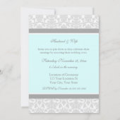 Blue Damask Foto Wedding Vow Renewal Uitnodigingen (Achterkant)