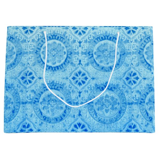 Blue Damask Gift Bag Groot Cadeauzakje (Voorkant)