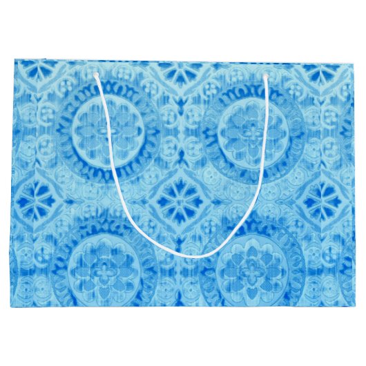 Blue Damask Gift Bag Groot Cadeauzakje (Achterkant)