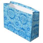 Blue Damask Gift Bag Groot Cadeauzakje (Achterkant Gekanteld)