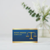 Blue Damask Gold Justice Scale Lawyer Attorney Visitekaartje (Staand voorkant)