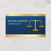 Blue Damask Gold Justice Scale Lawyer Attorney Visitekaartje (Voorkant)