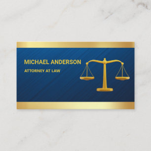 Blue Damask Gold Justice Scale Lawyer Attorney Visitekaartje