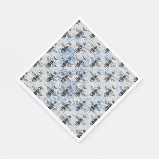 Blue Damask Honeybee Servet (Hoek)