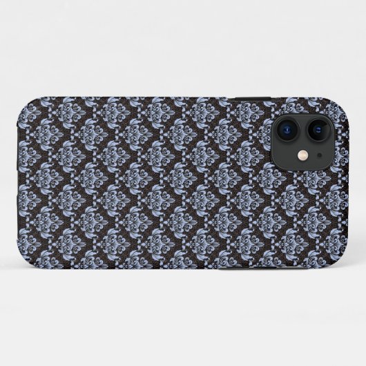 Blue Damask iPhone 11 Hoesje (Achterkant (horizontaal))