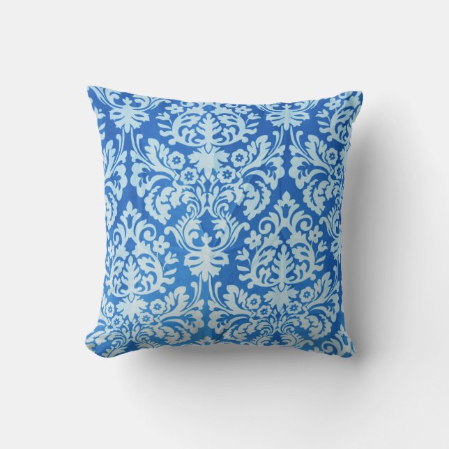 Blue Damask Kussen (Voorkant)