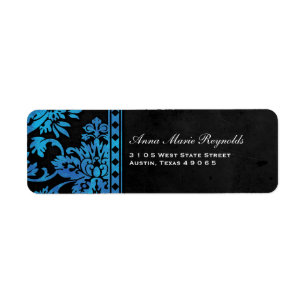 Blue Damask Lace Fancy Etiket