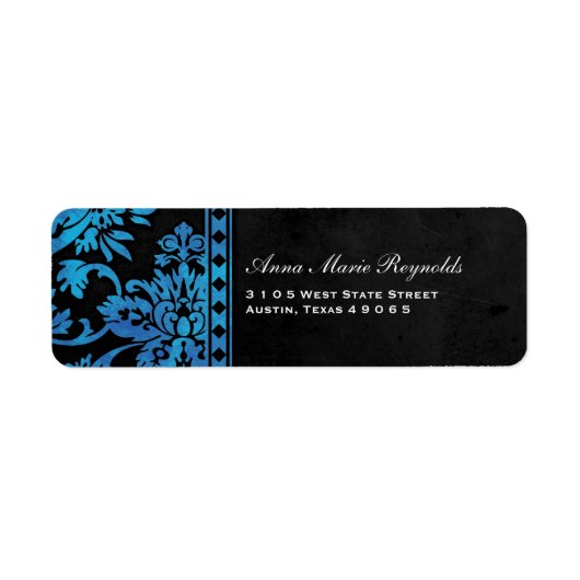 Blue Damask Lace Fancy Etiket (Voorkant)