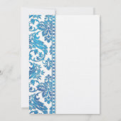 Blue  Damask Lace Wedding Kaart (Achterkant)