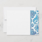 Blue Damask Lace Wedding RSVP Kaartje (Achterkant)