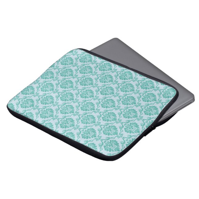 Blue Damask Laptop Sleeve (Voorkant top)