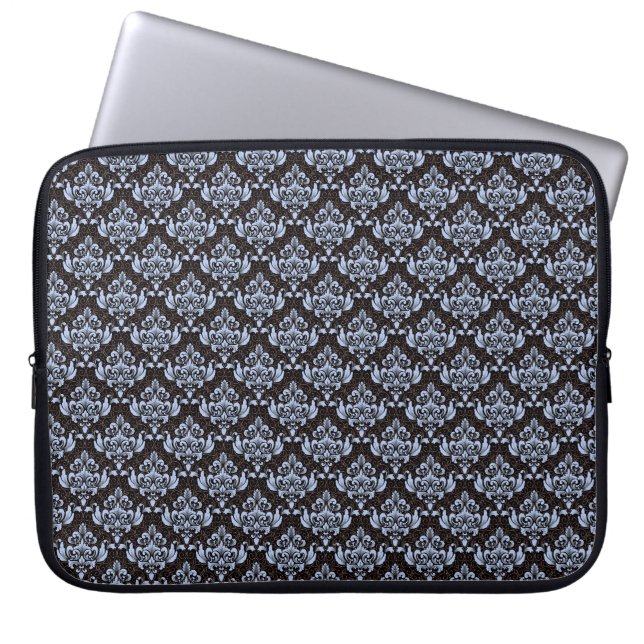 Blue Damask Laptop Sleeve (Voorkant)
