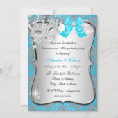 Blue Damask Masquerade Invite Kaart (Voorkant)