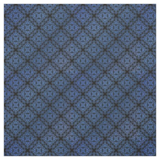 Blue Damask Medallion Pattern Stof (Swatch)