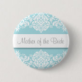 Blue Damask Moeder van de Bride Button (Voorkant)