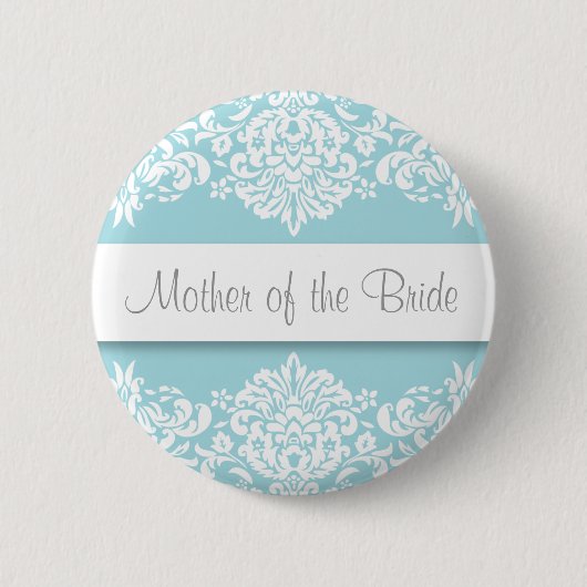Blue Damask Moeder van de Bride Button (Voorkant)