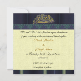 Blue Damask Muslim bruiloft Kaart
