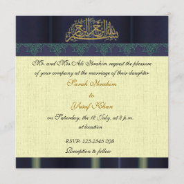 Blue Damask Muslim bruiloft Kaart